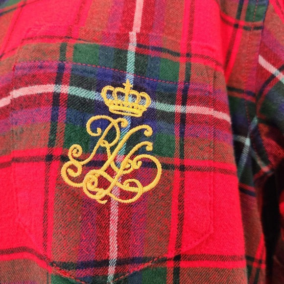 Ralph Lauren Flannel Plaid Sleepshirt Small Cozy Cabincore Holiday Monogram - Picture 5 of 16